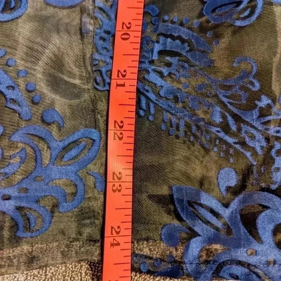 MSK Women's Black & Blue‎ Paisley Print Sheer Button Down Blouse Top Medium - Picture 5 of 6